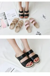 Détail de sandales à plateforme pour femmes avec velcro en noir, kaki et rose pastel