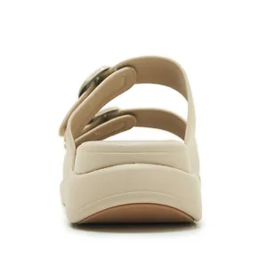 Sandales à plateforme légères pour femmes en beige avec boucles métal et semelles épaisses