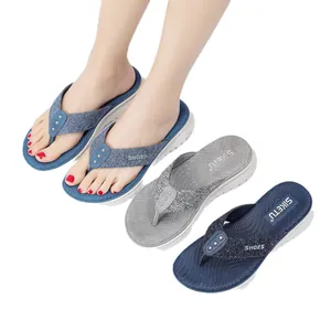 Women's platform flip-flops with glitter straps and metallic studs in various colors