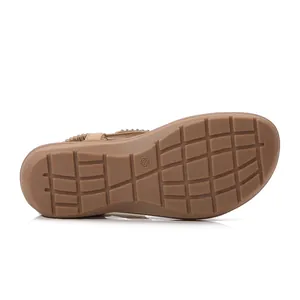 Semelle extérieure antidérapante marron pour sandales compensées avec motif à carreaux