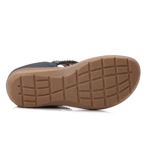 Antislip bruine rubberen zool met rasterpatroon en maatmerk voor zomerse dames sandalen
