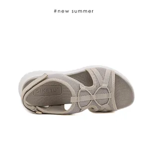 Detailansicht der Damen Sport-Sandale mit Plateausohle und Mesh-Riemen für Sommer