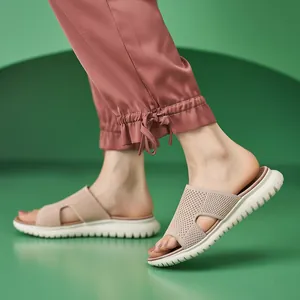 Sandali Traspiranti in Maglia Intrecciata da Donna Ciabatte con Zeppa e Suola Spessa Scarpe Casual da Spiaggia per l'Estate