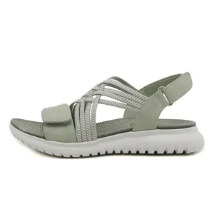 Sandales de sport femme vert sauge avec brides élastiques et semelle épaisse en EVA