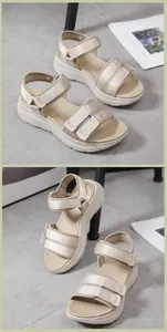Detail view of the thick EVA sole and adjustable velcro straps on the casual sandals