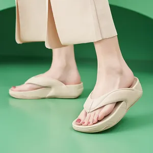 Sandali Infradito Platform da Donna Casual in Cotone PU Zeppa Flip Flops Aumento Altezza Scarpe alla Moda Spiaggia Estate