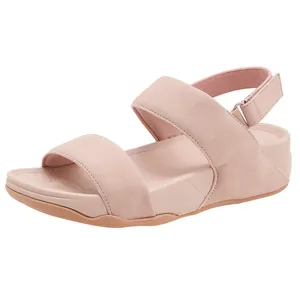Sandali con zeppa rosa da donna con cinturini in velcro e suola spessa ergonomica