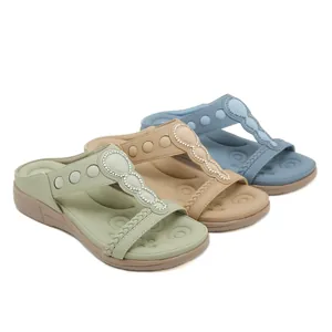 Bohemian rhinestone platform slippers with latex massage sole in three colors