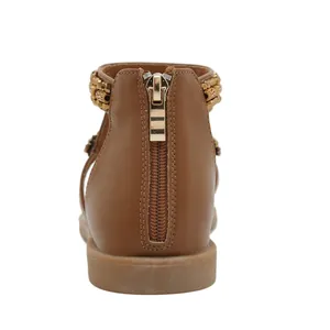 Γυναικεία σανδάλια boho με χάντρες, πλατφόρμα και φερμουάρ στο πίσω μέρος