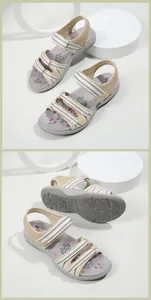 Detailansicht von Sport-Sandalen mit Wellenmuster-Riemen und rutschfester Gummisohle mit Blumen