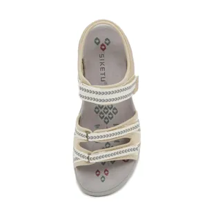 Damen Sport-Sandalen in Beige mit geometrischen Mustern und bequemer Polstersohle