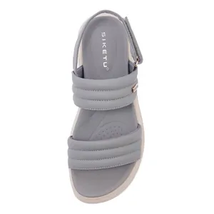 Women's grey platform sport sandals with quilted straps and comfortable thick soles