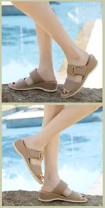 Sandali con zeppa color kaki con cinturino doppio e dettaglio elegante anello in metallo dorato