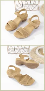 Détails de sandales compensées kaki avec strass et semelle antidérapante