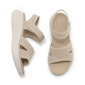 Women's platform sports sandals with breathable knit upper and comfortable EVA thick sole