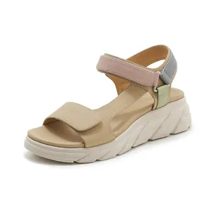 Women's platform sports sandals with colorful pastel contrast and velcro straps