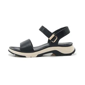 Women's Casual Sports Wedge Sandals Platform PU Leather Summer Shoes With Hook-and-Loop Closure Comfortable Footwear
