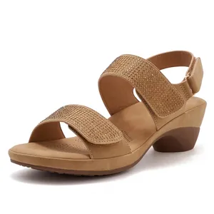 Women's Wedge Rhinestone Sandals Summer Beach Anti-slip PU Platform Slides SIKETU Fashion Hook and Loop Casual Outdoor Shoes