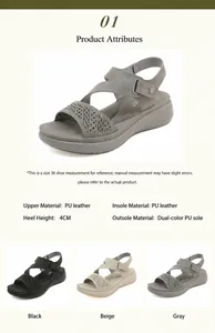 Detail van platformsandalen met een hakhoogte van 4 cm en tweekleurige PU-zool opties