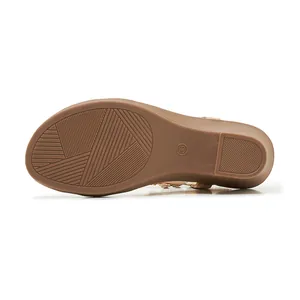 Detail of wedge sandals' non-slip rubber sole featuring size 36 engraving and grip texture