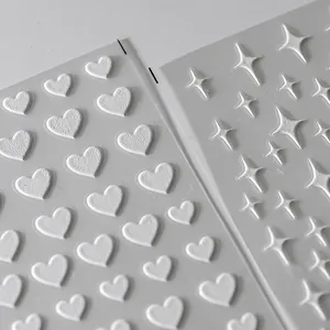 3D Embossed Nail Art Stickers Mahjong Heart Star Strawberry Rose Butterfly Design 5D Relief Self Adhesive Decals For Women DIY Decoration