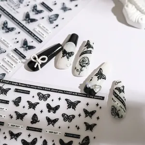 Nail Stickers 3D Relief Butterfly Floral Star Heart Pattern Self Adhesive Manicure Stickers DIY Nail Art Decoration For Women