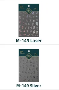 Detailed holographic and silver dragon nail art stickers M-149 with Chinese characters
