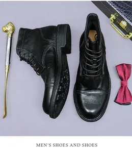 Detaillierte Ansicht handgefertigter Lederstiefel mit rahmengenähter Sohle und Profil