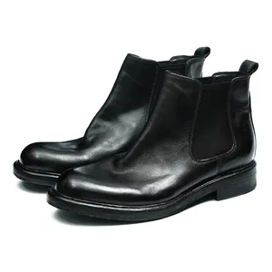 Bottines Chelsea classiques en cuir noir pour hommes avec finition brillante Goodyear