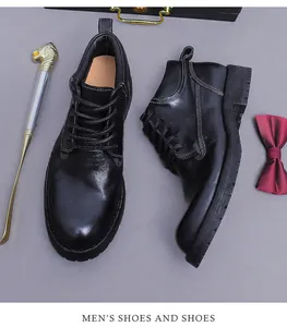 Classic men's black leather brogues with stitch detail and thick rubber outsole