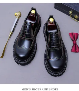 Men's black Oxford shoes featuring colorful stitching and a durable non-slip thick sole