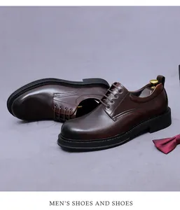 Dunkelbraune Business-Schuhe aus Leder mit Vintage-Farbverlauf an der Spitze und Gummisohle