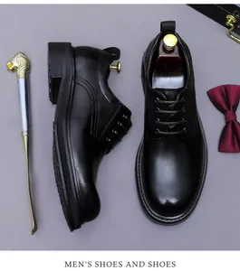 Draufsicht auf schwarze Business-Lederschuhe mit Fliege und Schuhzubehör-Set