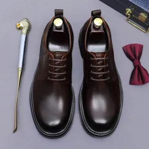 Klassische dunkelbraune Leder Oxford Schuhe mit stilvollen Schnürsenkeln für Herren