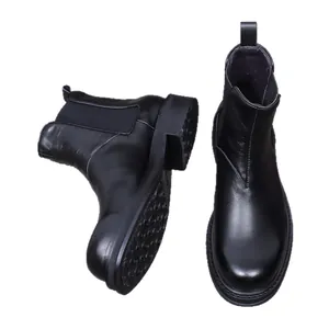 Bottines Chelsea classiques en cuir noir pour hommes avec semelles en caoutchouc antidérapantes