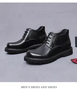Detailed view of crocodile-embossed leather texture on a premium men's business boot