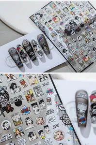 Detail von TS-163 Nagelstickern mit Vintage-Pop-Art- und Comic-Stil-Designs