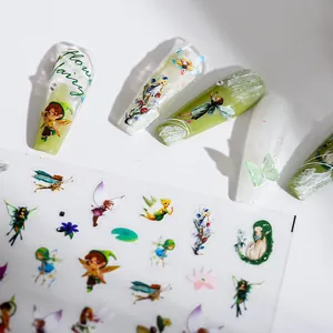 Pegatinas 5D de hadas de flores para uñas con diseños de elfos del bosque y flores 5D