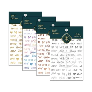 Metallic M-019 nail stickers set featuring butterflies and letters in gold and blue