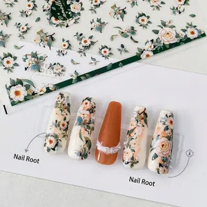 5D Camellia Floral Butterfly Nail Art Stickers Ultra Thin Adhesive 5D Nail Decals For Women DIY Nail Decoration Manicure