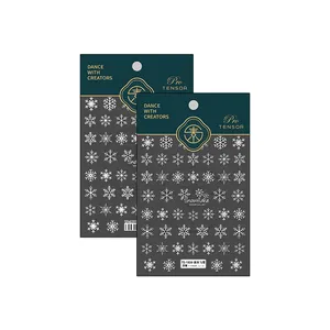 5D reliëf witte sneeuwvlok nagelstickers TS-1939 met getextureerde winterpatronen