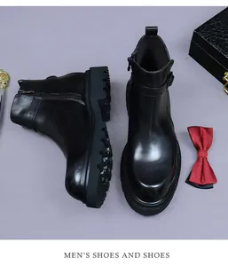 Détails des bottes Chelsea en cuir noir avec fermeture éclair et semelle antidérapante