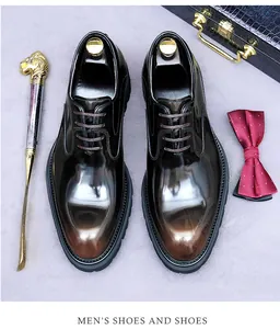 Chaussures de ville marron dégradé avec lacets et semelle épaisse en caoutchouc