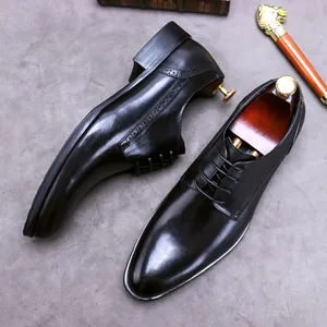 Klassische Herren-Brogue-Oxford-Schuhe aus schwarzem Leder im Business-Stil