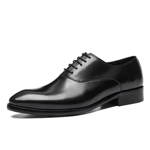 Klassische schwarze Oxford-Leder-Business-Schuhe für Herren mit eleganter spitzer Kappe
