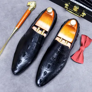 Herren Business-Loafer aus Leder mit Krokodilprägung und luxuriöser Geschenkbox