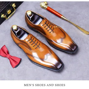 Δερμάτινα παπούτσια oxford brogue σε καφέ χρώμα με διακοσμητικά σχέδια και αξεσουάρ πολυτελείας