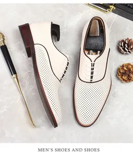 Detailansicht der Premium-Herren-Oxfordschuhe aus Leder mit atmungsaktiver Perforation