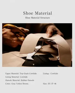 Detail of top grain leather and cowhide lining for premium formal business shoes