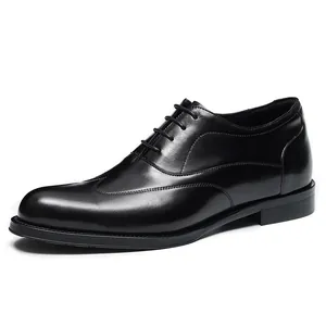 Klassische schwarze Leder-Oxford-Schuhe für Herren mit elegantem Flügelkappen-Design